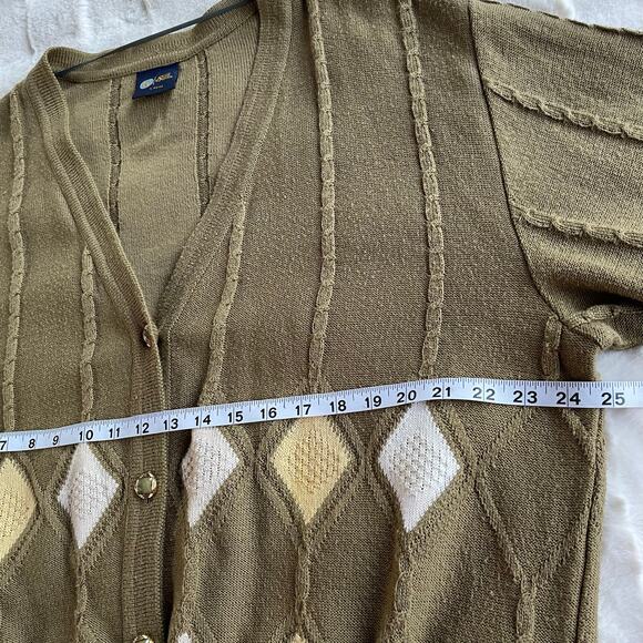 🔥VTG Cotton Blend Argyle Diamond Classic Grandmacore Academia Cardigan Sweater - Picture 12 of 15